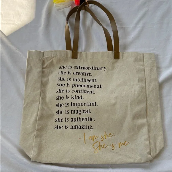 Inspirational Beige Tote Bag - Picture 1 of 4